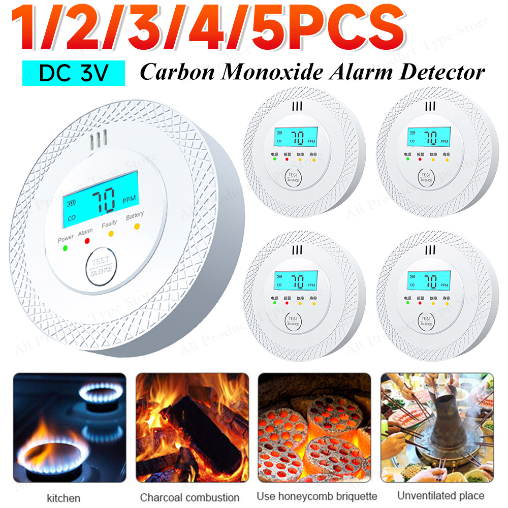 1-5PCS Carbon Monoxide Alarm D - Smoke Detector Interconnected ulasan dan harga