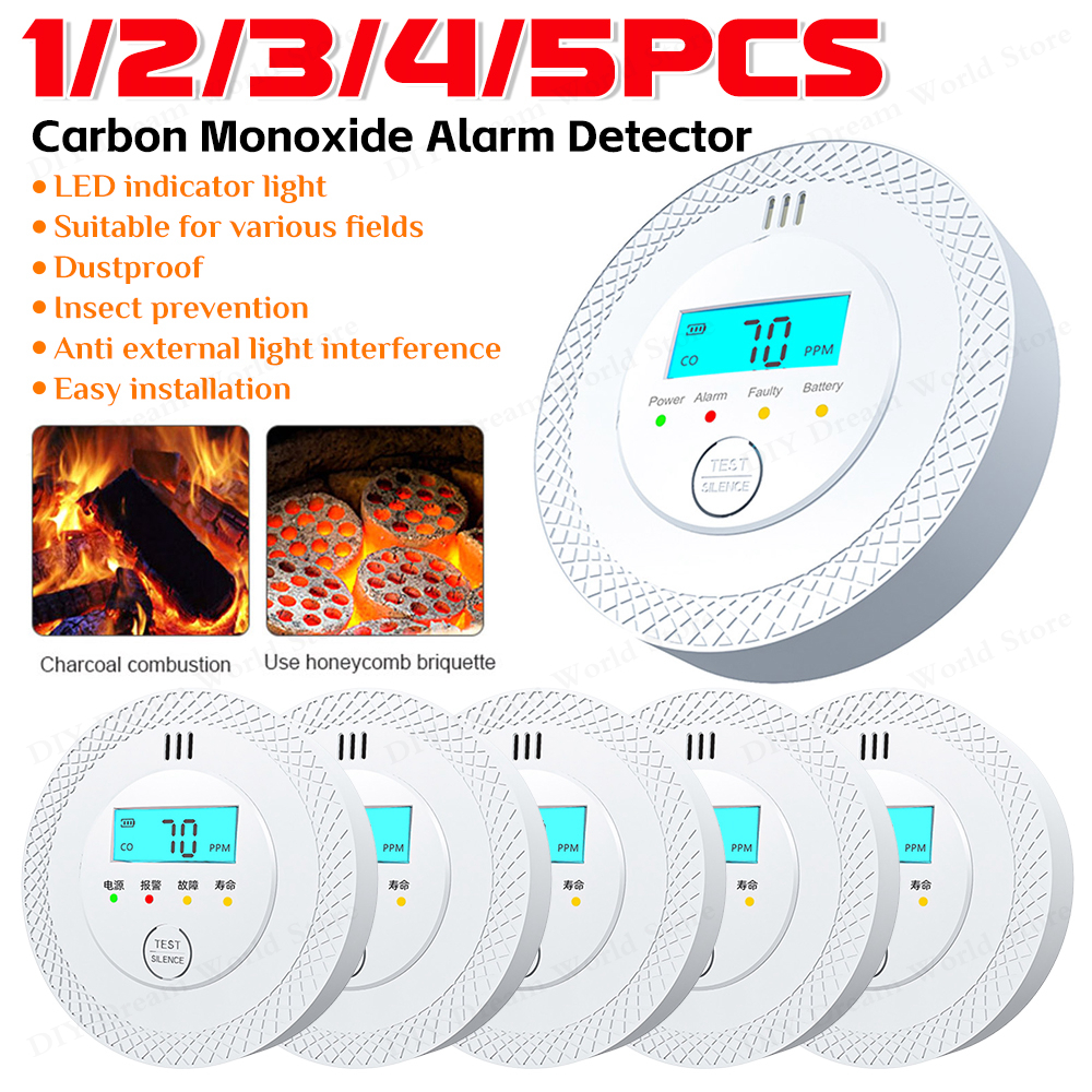1-5PCS Carbon Monoxide Alarm D - Smoke Detector Interconnected ulasan dan harga