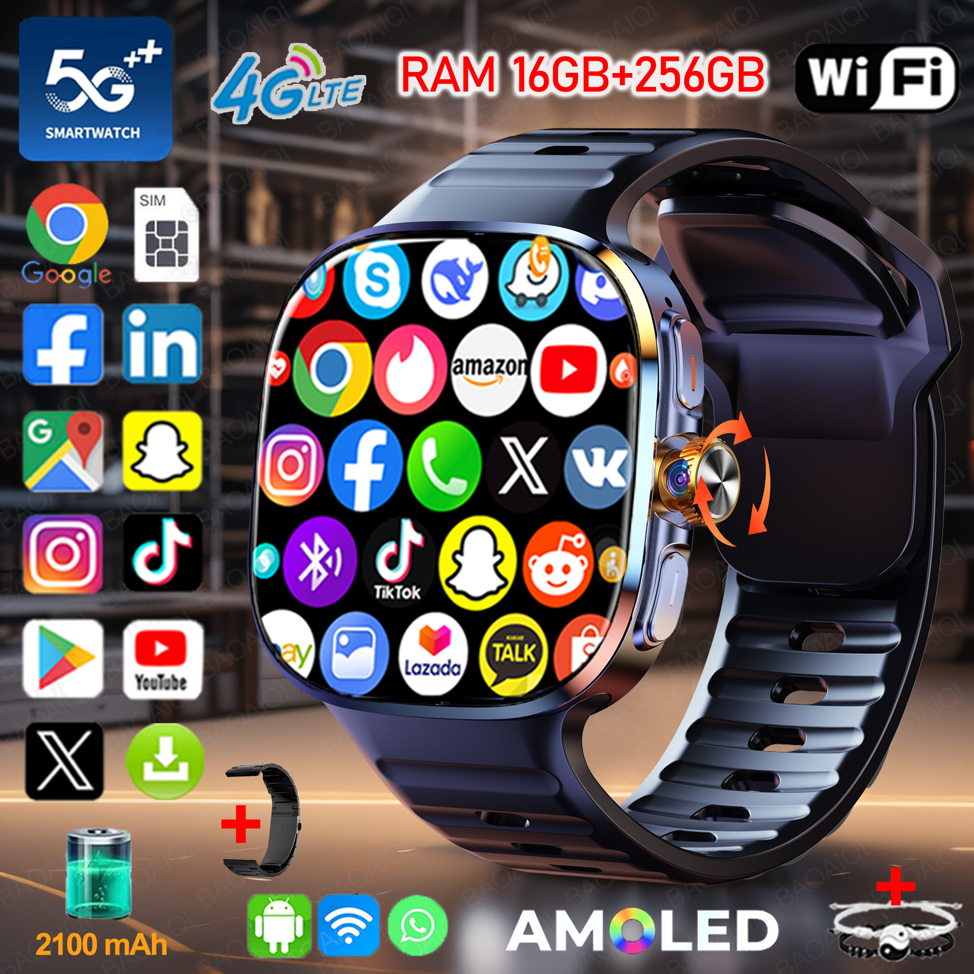 New Large Screen Smartwatch 4G - Window Lock Bar ulasan dan harga
