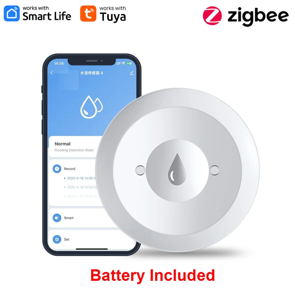 Haozee Tuya Smart ZigBee3.0 Sm - Water Alarm Sensor ulasan dan harga
