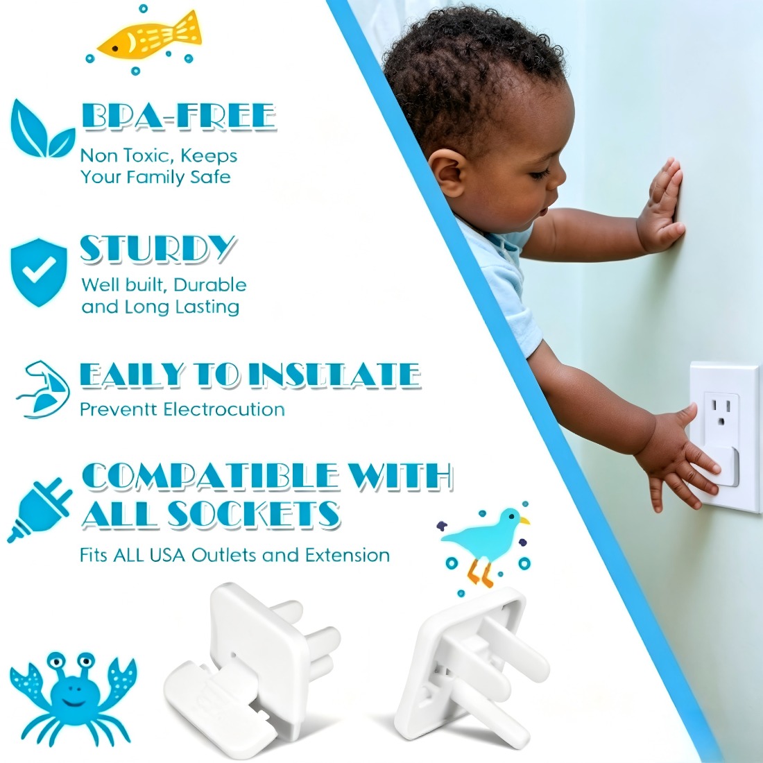 38Pcs US Standard White Plasti - Outlet Cover Baby ulasan dan harga