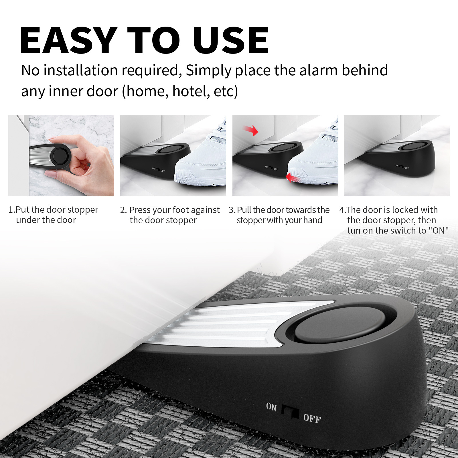 Wireless 130dB Door Stop Alarm - Door Stop Alarm ulasan dan harga