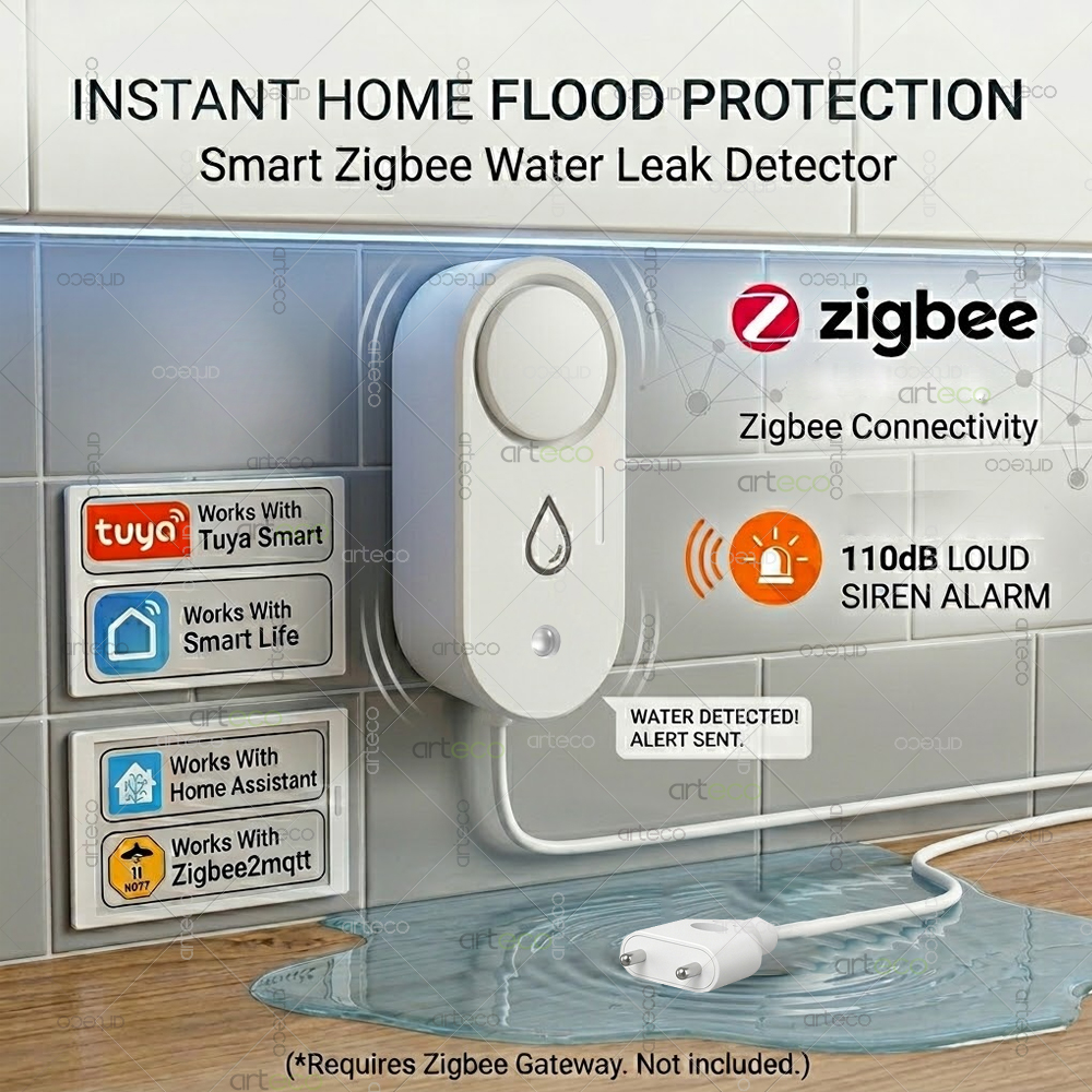 Zigbee Water Leak Detector Sma - Water Alarm Sensor ulasan dan harga