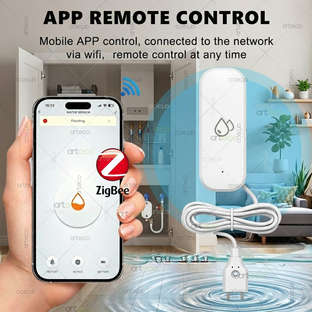 Zigbee Water Leak Detector Sma - Water Alarm Sensor ulasan dan harga