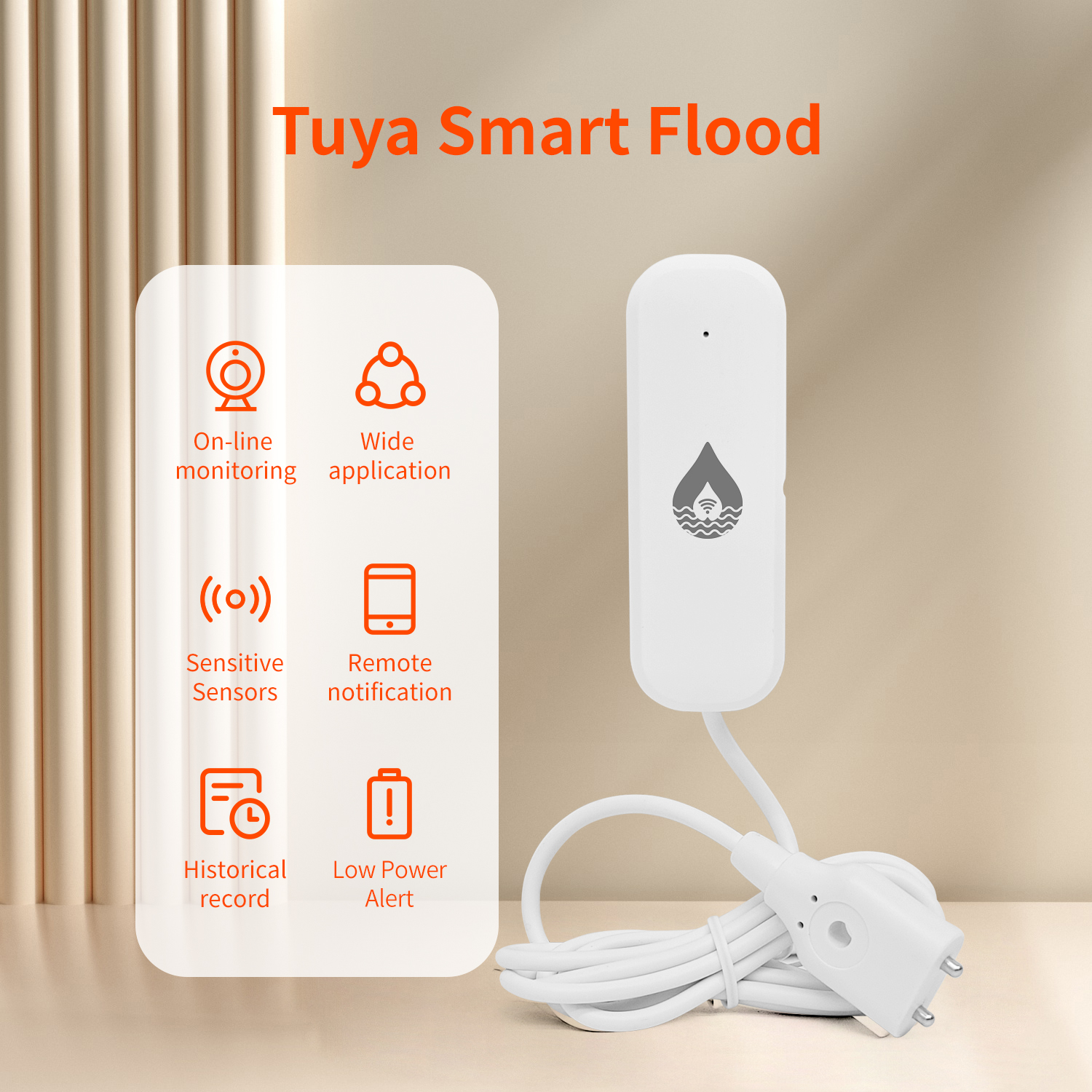 YFK Tuya WiFi Water Leakage Se - Water Alarm Sensor ulasan dan harga