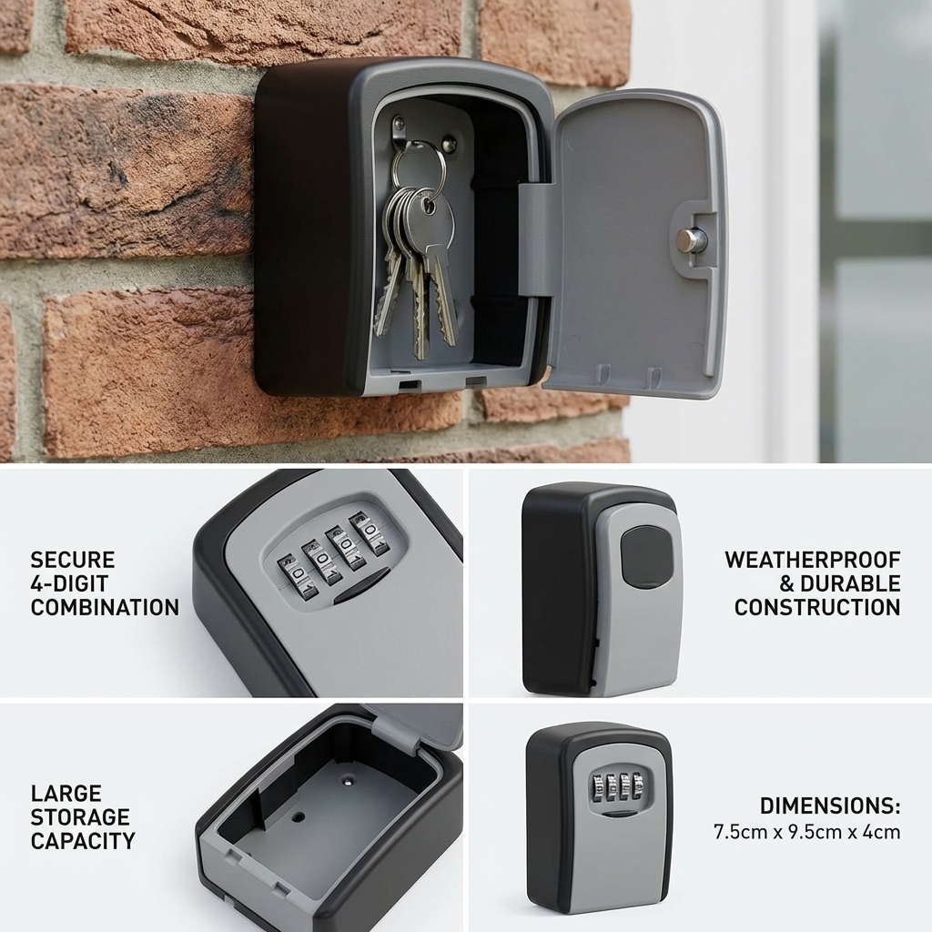 Wall Mount Key Lock Box with 4 - Lockbox Key Secure ulasan dan harga